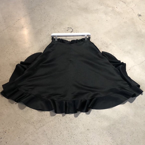Paskal AW/15 Black Frilled Charmeuse A-Line Skirt - Picture 3 of 11